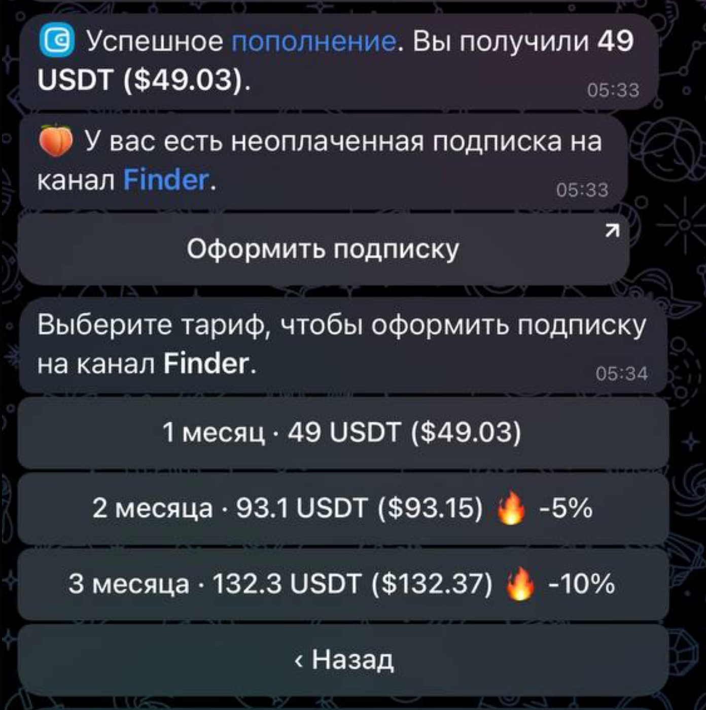 "Процесс оплаты" в CryptoBot