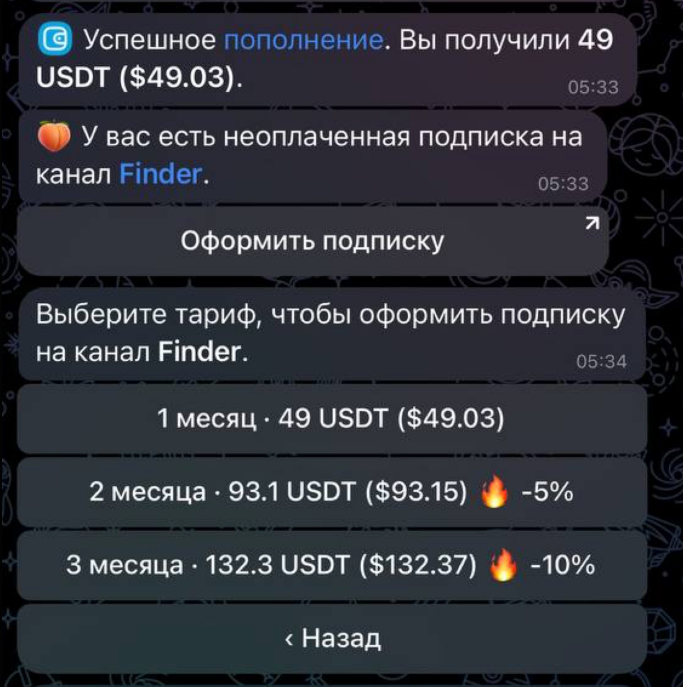 "Процесс оплаты" в CryptoBot